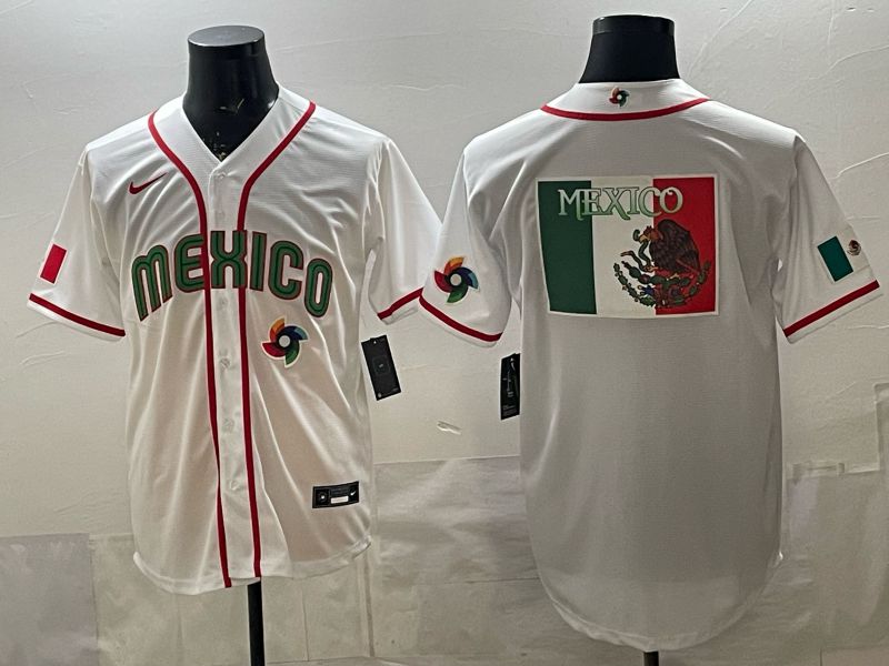 Men 2026 World Cub Mexico Blank White Game Nike MLB Jersey style 0010->->MLB Jersey
